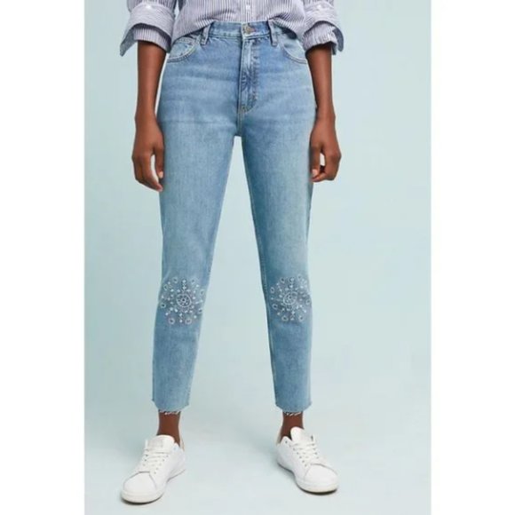 Like New M.i.h Mimi High-Rise Embroidered Knees Slim Jeans Shan 29 - Picture 1 of 10